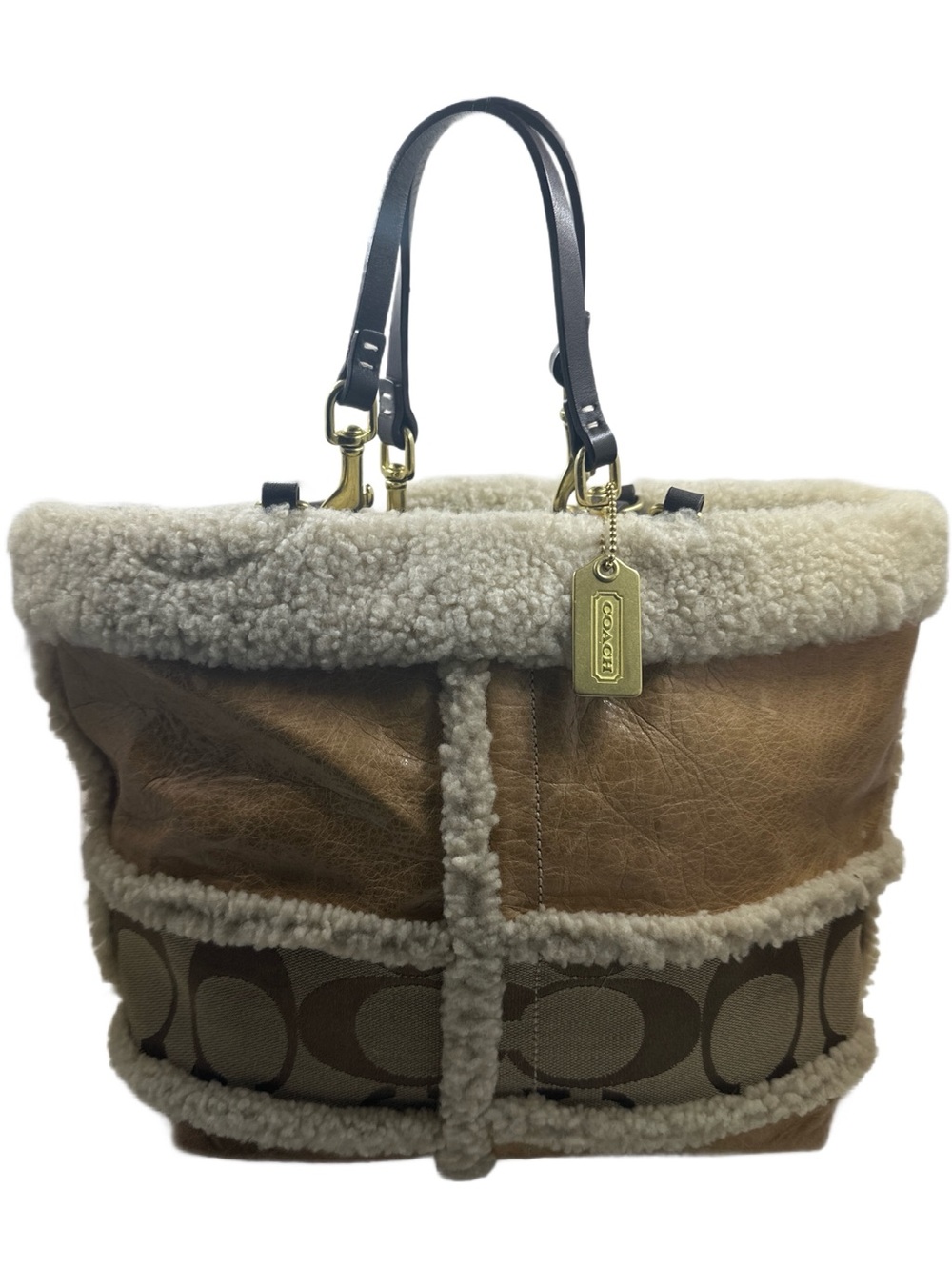 Coach Vintage 2006 Hamptons Shearling Signature Tote F06S-10393